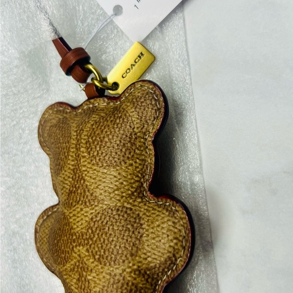 Coach Bear Puffy Bag Charm In Signature Tan/Caramel Canvas NWT - Picture 2 of 4